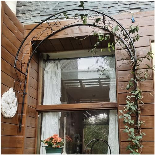 DZZTHSH Rosenbogen-Spalier für Kletterpflanzen, Gartenlaube aus Metall, Pergola-Torbogen für Fenster, Türen und Eingänge, Wandmontierter Halbrunder Gartenbogen