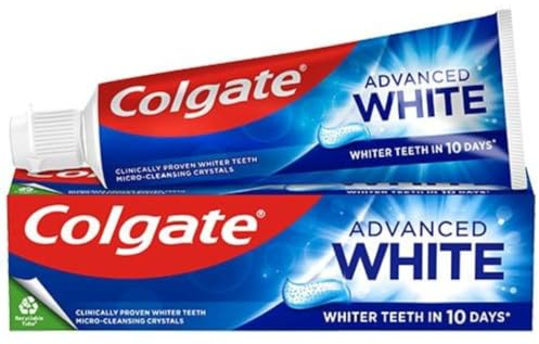 Colgate Advance White Zahnpasta 75 ml – Aufhellungspaste mit aktiven Mikro-Kristallen – glättet Karies und entfernt Plaque (75 ml, Advance White)