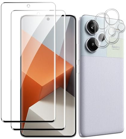 AYWLPP 2 Pack Screen Protector for Xiaomi Redmi Note 13 Pro Plus 5G/Redmi Note 13 Pro+ +2 Pack Camera Lens Protector, Tempered Glass Film, 3D HD 9H Hardness Case Friendly Anti Ultra Resistant