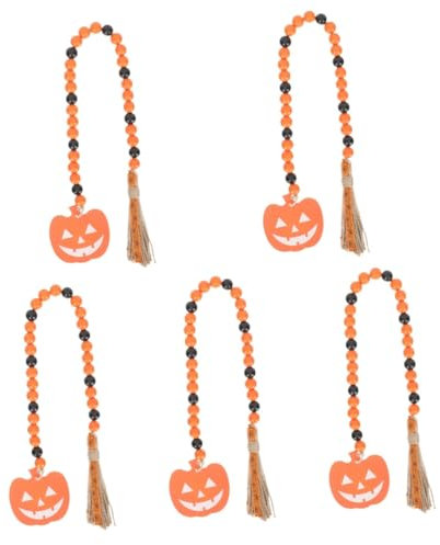 IMIKEYA 5 Stück Schnur Garn Quaste Perlen Halloween basteln Halloween Costume rustikale Gebetskette Quastenvorhangbefestigungen Girlande Holzperlen zum Aufhängen Heimwerken Hanfseil
