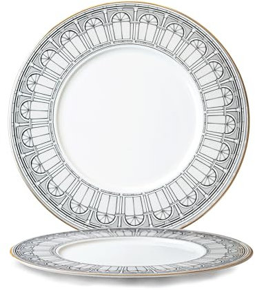 YALONG Dinner Plates Set of 2, Bone China Swan Castle Design 11 Inch Round Porcelain Plates, Dish Set for Lunch, Party, Wedding, Restaurant, Microwave, Oven, Dishwasher Safe