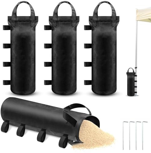 TXXATX Sandsäcke für Pavillon Oxford Stoff Pavillon Gewichte 4er Set Sandsack Beschwerung mit Fixierter Nagel Sandsäcke zum Beschweren Befüllbar Pavillon Beschwerer für Pavillons Zelte Vordächer