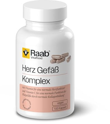 Raab Vitalfood® Herz Gefäß Komplex Kapseln (100 Stück) - Kombination aus Kalium, L-Arginin, schwarzer Knoblauch-Pulver, OPC aus Traubenkernextrakt sowie Thiamin und Vitamin C