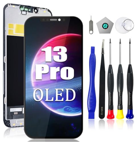 Dinow für iPhone 13 Pro Display OLED 6,1 für iPhone 13 Pro Display Reparaturset, für iPhone 13 Pro Bildschirm mit Reparatur Tool Kits, Bildschirm Protoctor (A2638/ A2483/ A2636/ A2639/ A2640)
