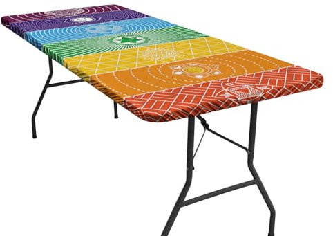 Dtaigou Wasserdichte Camping-Tischdecke, geometrische Passform, Flanell-Rückseite, wasserdicht, winddicht, öldicht, Urlaubszubehör, Gadgets für den Park