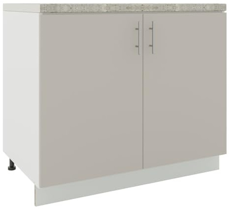 JD Greta Adjustable Kitchen Sink Base Unit - 1000mm - Sink Cabinet with Doors & Worktop - Cashmere Matt