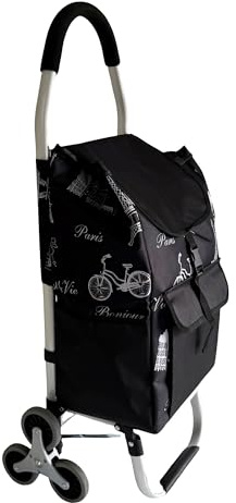 Carrello spesa 3 Ruota per scale con robusto telaio in alluminio e borsa in tela impermeabile rimovibile ideale per lo shopping comodo e pratico D0163 (Parigi, Ruota Bianco silenzioso)