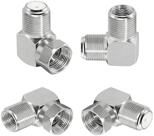 MEILIHEN 4 Stück Sat Winkelstecker 90 Grad, F-Stecker Winkel für Satellitenantenne, Antennenstecker Sat-Kabel Verbinder, Adapter zum Abwinkeln von F-Anschlüssen