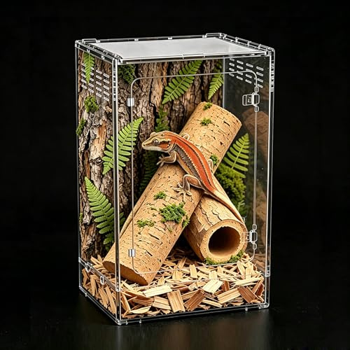 KAKOOTI Terrarium pour reptiles haut, terrarium vertical de 11 gallons, en verre 12x12x18, enclos avec porte avant ouvrante et ventilation supérieure par grille, pour geckos, grenouilles arboricole