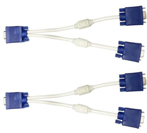 NESTINGHO Divisor VGA 1 Entrada 2 Salidas 0,3 Metros ABS Cobre para Monitor | Conector Macho a Doble Hembra, Doble Anillo Magnético Interno, para TV y Pantalla Doble, 2 Piezas