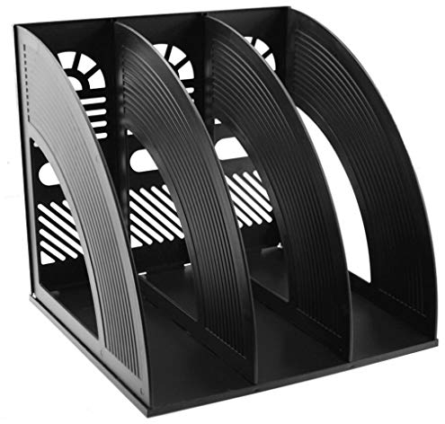 Desk File Organiser,SAYEEC Sturdy Desktop Triplicate Magazine Plastic Holders Frames File Dividers Document Cabinet Rack Display and Storage Organiser Box (Black)
