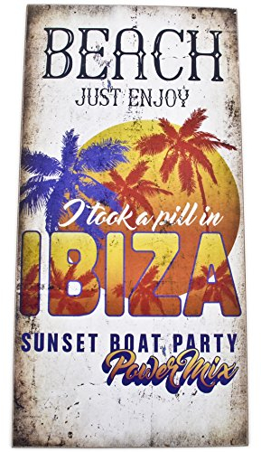 Dadeldo Living & Lifestyle Holzschild -Ibiza Beach- 40x20cm bunt Dekoration Wandbild Vintage Design