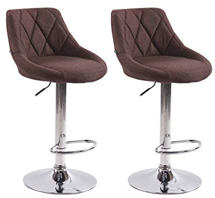 CLP 2er Set Barhocker Lazio Mit Stoffbezug I Höhenverstellbarer Und Drehbarer Hocker Mit Fußstütze In Chrom-Optik, Farbe:braun