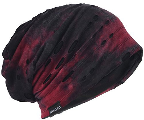 HISSHE Unisex Jersey Slouch Mütze Dünne Sommer Skullcap (9B-Rotwein)