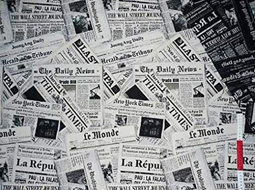 alles-meine.de GmbH 0,5 m * 1,4 m - Meterware - Stoff - Zeitung Newspaper - Patchwork Jacquard - schwarz weiß Stoffe - Möbelstoff Bezugsstoff - sehr stabil & fest