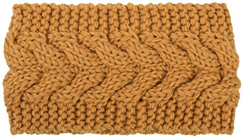 styleBREAKER Damen Stirnband Grobstrick mit Zopfmuster, gestrickt, Haarband, Headband 04026005, Farbe:Curry