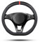 Ergocar Coprivolante per Auto Antiscivolo Protezione per Volante Auto D-Forma Pelle Scamosciata Velluto Universale per Diametro 38 Cm (15 ) (Nero-Striscia)