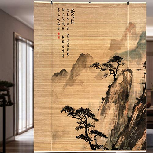 Lqdp Rollo Rollos Rollläden im Japanischen Stil Jalousien, Rustikaler Bambusvorhang im Freien in Braun mit Schöner Aussicht, für Pavillongarten, Breite 60/80/100/120 cm