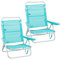 LOLAhome Pack 2 Sillas Playa Plegables | Ligera Portátil | Baja y Reclinable de 4 Posiciones | para Camping, Piscina, Terraza o Jardín Aguamarina