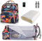 SNDMOR Wickeltasche Rucksack, wickelrucksack mit bettfunktion Großer, Multifunktionale Diaper Bag Mit Wickelunterlage, Kinderwagen-Haken, Geeignet für Mama und Papa(Orange Tarnmuster)