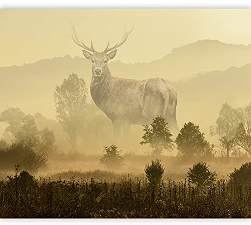 murando - Vlies Fototapete Hirsch Abstrakt 350x256cm Foto Tapete Schlafzimmer Wohnzimmer Vliestapete XXL Motivtapeten Bildtapete 3d Effekt Wand Dekoration - Natur Nebel Botanik Wald c-C-0474-a-a