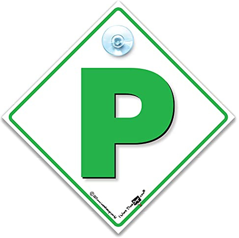 P Plate Car Sign with Suction Cup, New Driver Vehicle Notice, 14cm