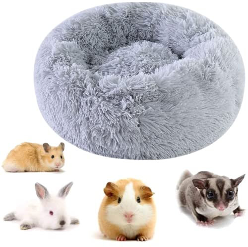 bangminda Plüsch Meerschweinchen Bett Kleintierhöhle für Chinchilla Waschbar Plüsch-Haustierbett für Kleine Haustiere Donut Schlafhaus Meerschweinchen Hamster Frettchen (Hellgrau)