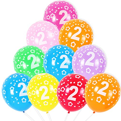 ZHIHUI Luftballon 2 Geburtstag Deko, Luftballons 2 Jahre, 10 pcs Deko zum 2 Jahr Geburtstagdeko Junge Mädchen, Luftballon 2. Geburtstag Deko, Mädchen Junge für Geburtstag Backdrop Ballon Girlande
