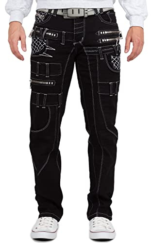 KOSMO LUPO Herren Jeans Regular Fit Cargo-Details Streetwear | 5-Pocket-Design, Kontrastnähte, Cargo-Details, Denim für Freizeit und Clubwear