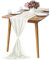 KAMEUN Chiffon Tischläufer, 300x70CM Tischläufer Beige Chiffon Dekorieren, Weiss Stoff Romantischer Hochzeitsläufer, Tüll Dekostoff für Hochzeit, Brautparty, Babyparty, Geburtstag,Partydekorationen