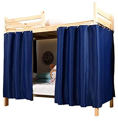 Lightolife Verdickter, atmungsaktiver Verdunkelungsvorhang für Etagenbetten, für Doppelbett, Wohnheim, Privatsphäre, Betthimmel, Marineblau, 2 Paneele