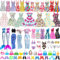41 Stück Kleidung & Zubehör für Puppen, Kleidungsstücke für Puppen mit Meerjung Abendkleider Kleider Outfits Bikinis Kurze Kleider Schuhe Handtaschen Kleiderbügel für Puppen Mädchen 11,5 Zoll