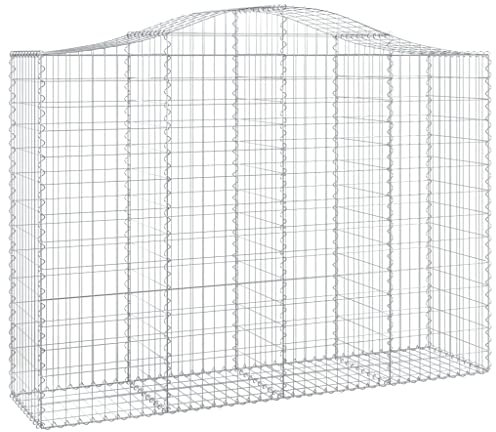 vidaXL Gabione mit Hochbogen 12 STK., Steinkorb Drahtkorb Dekorativ, Gabionenkörbe Verstärkte Gabionenhaken, Gabionenwand Gabionen Zaun Garten, Verzinktes Eisen