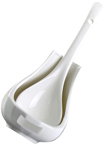Cabilock Large Ceramic Soup Spoon Kitchen Utensil Holder for Dining Table and Restaurant Use Porcelain Serving Spoon for Soup Rice and Porridge