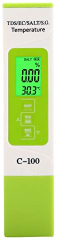 Testeur De Salinité Pour Eau Salée, Testeur De Sel De Piscine, Testeur De Qualité De L'eau Multifonction Avec Rétroéclairage Pour Eau De Mer, AquariumsC-100 Kit De Test De Piscine D'eau Salée 5 En 1