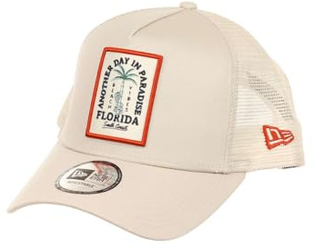 New Era Florida Beach Vibes Patch Beige A-Frame Adjustable Trucker Cap - One-Size