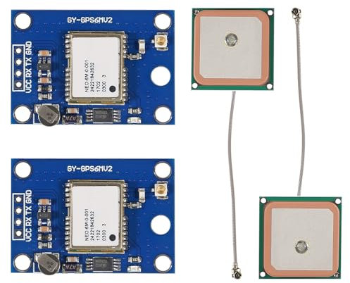 AITRIP 2PCS GY-NEO6MV2 NEO-6M GPS Flight Controller Module 3V-5V with Super Strong Ceramic Antenna EEPROM APM 2.5 for for Arduino IOT Pi GPIO Flight Control