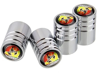 4 Stück Auto Aluminium Ventilkappen Staubschutz ventildeckel mit Dichtungsring, für Abarth Logo 595 500 695 FIAT 131 124 Spider Punto 1000 204A Gummidichtung Rad Reifen Dekoration Zubehör
