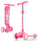 GOPLUS Kinder Roller, Klappbarer Scooter mit Verstellbarem Lenker, LED Rädern, Tretroller mit Neigen-zum-Steuermechanismus für Kinder im Alter von von 3-6 Jahren (Rosa)