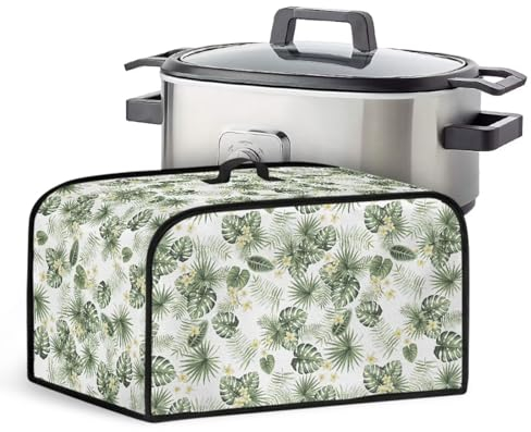 Xoenoiee Housse de protection pour mijoteuse de 6 à 8 litres, avec poignée et poche en maille à imprimé floral tropical, compatible avec mijoteuse de 6 à 8 litres