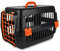Robuste Katzen-Transportbox | Strapazierfähige Hartschalen-Katzenbox aus Hartplastik | Schlagfeste Kunststoffbox für Katzen (Schwarz-Orange)