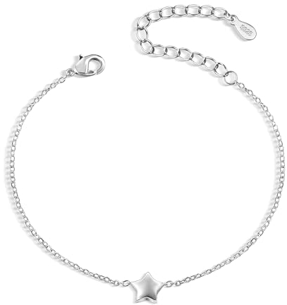 ALEXCRAFT Armband Damen Silber 925 mit Stern Armkette Schmuck Verstellbare Kette Valentinstag Muttertag Geburtstags Weihnachten Geschenk für Sie Frauen Freundin Mama Geschenke 17+5 cm