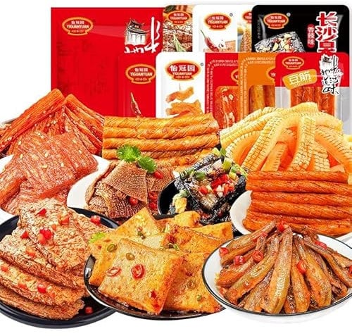 10 types of spicy snack gift packs 38 packs,Delicious Spicy Bar Gift Pack,spicy big gluten,Chinese Snacks,Spicy strips,konjac refreshing,latiao,dried tofu (76 packs (10 types of spicy strips))
