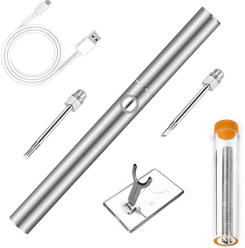 Kit di saldatore senza fili da 100 W, saldatore ricaricabile a riscaldamento rapido, saldatore wireless con 3 punte di saldatura e copertura, per saldatura e riparazione
