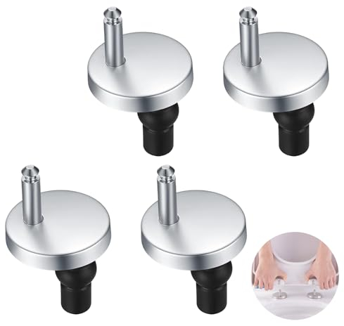 4 Pack Toilet Seat Hinges Fixings for WC Toilet Blind Holes - Quick Release, Universal Toilet Seat Fixings, Grey Stainless Steel Fittings