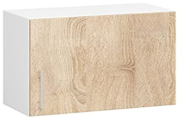 3E 3xE living.com Dachschrägen-Küchenschrank: eine Tür, EIN Regal, Farbe: Weiß | Sonoma-Eiche, A: B: 60 cm, H: 29 cm, T: 30, 5 cm.