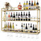 RAJYQODIS Weinregal Wand mit Glashalter, 3 Ebenen Weinpareite Display Rack, Metall Weinflasche Glashalter Wandmontage für Esszimmer Home Bar Küche dekorative(Gold, 100cm)