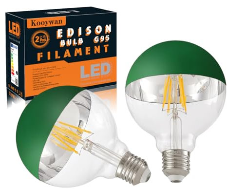 KOOYWAN Dimmbar LED grün Globus Kopfspiegel green Lampe warmweißes E27 8W Deko Glühbirne