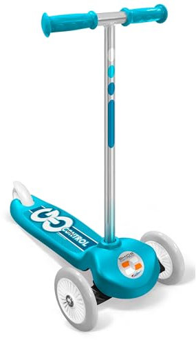 Stamp Trottinette Steering Bleue Mixte SKIDS Control 3 Roues Plateau antidérapant, roulement ABEC 5. Les Deux Roues Avant s'inclinent pour Tourner. Frein arrière au Pied.