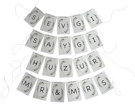 Girlande | Hochzeit | Standesamt | Braut und Bräutigam | deutsch | türkisch | nikah | Liebe | Treue | Mr & Mrs | Glück | Sevgi | Saygi | Huzur (ohne Personalisierung, Girlande (Blume) - türkisch)